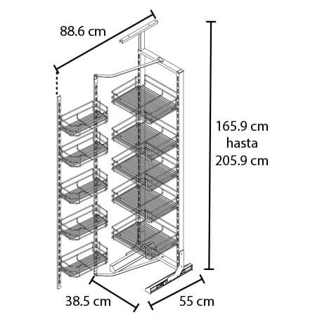 Alacena Abatible 10 Canastas Módulo de 45 cm Capacidad 40 kg - Imagen 13