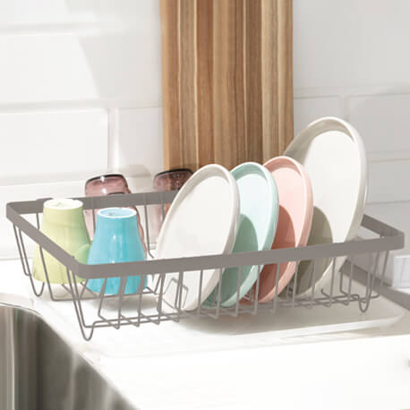 Escurridor con portavasos y bandeja platinum - Imagen 2