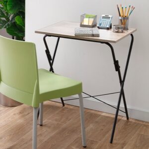 Escritorio Plegable con base en acero y mesa de madera