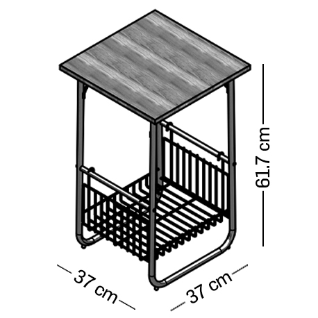 Mesa auxiliar armable con 1 canasta y entrepaño de madera - Imagen 10