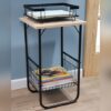 Mesa auxiliar armable con 1 canasta y entrepaño de madera - Thumbnail Image 8