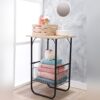 Mesa auxiliar armable con 1 canasta y entrepaño de madera - Thumbnail Image 5