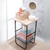 Mesa auxiliar armable con 1 canasta y entrepaño de madera - Thumbnail Image 6