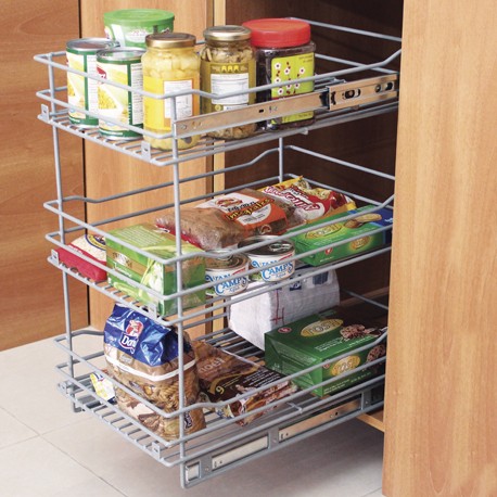 Despensa mueble bajo para cocina - 3 niveles para modulo 24cm riel al piso con cierre lento - Imagen 3