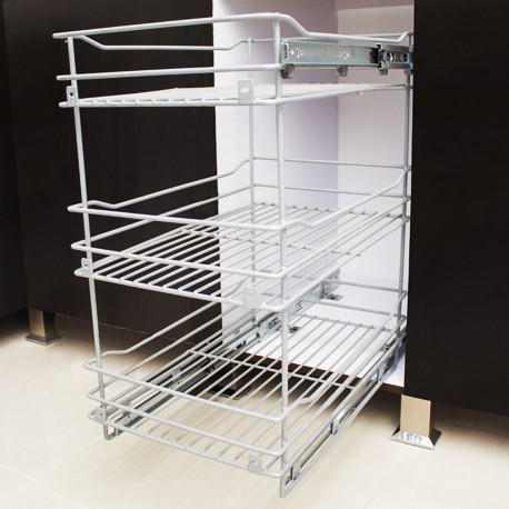 Despensa mueble bajo para cocina - 3 niveles para modulo 24cm riel al piso con cierre lento - Imagen 2