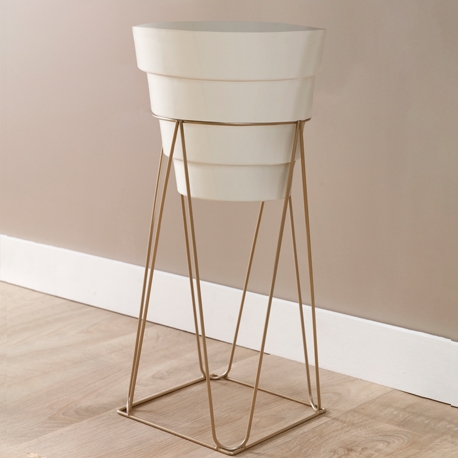 Base Porta Macetas Geométrica con Maceta plástica blanca de 20 cm de diámetro - Imagen 6