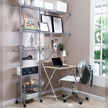 Escritorio plegable en madera con estructura en acero blanca - Imagen 5