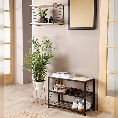Combo Zapatero banca + Mueble vertical 5 niveles - Negro - Imagen 2
