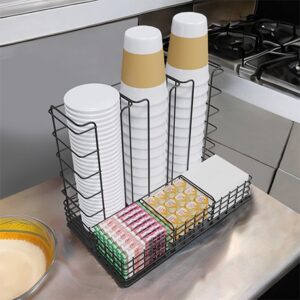 Organizador de vasos, azúcar y crema para cafetería