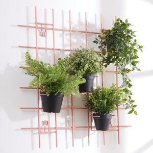 Cuadricula jardín vertical en acero con 4 soportes de matera