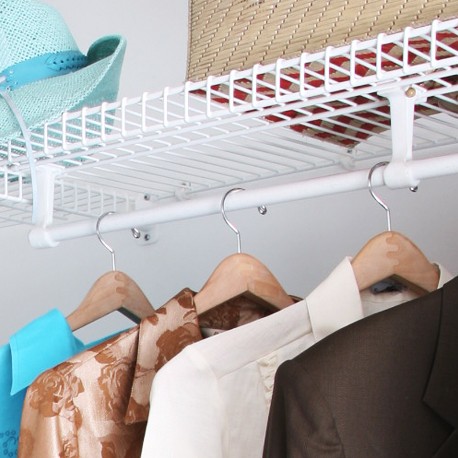 2 Soportes Plástico para tubo de clóset con entrepaño en Rejilla - Imagen 2
