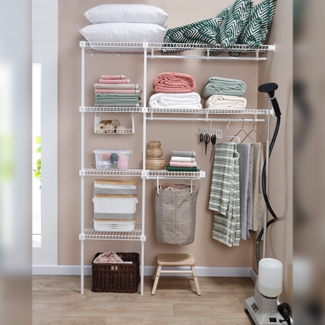 Combo Estantería Metalíca Tipo Closet Grand Closet + Zapatero piso - Blanco - Imagen 2