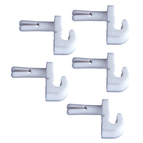 Set de 5 Chazos J con 5 Tornillos para fijacion de entrepaños para closet en rejilla
