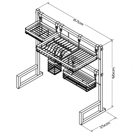 Soporte Auxiliar Lavaplatos - Organizador de cocina en acero 67x29x60 cm - Imagen 11