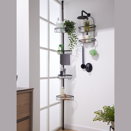 Organizador multiusos esquinero piso-techo con 4 canastas - 24x19x180 a 280 cm - Imagen 20