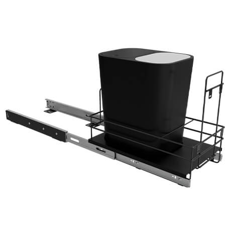 Basurera 20 Litros bajo pozuelo con riel modulo 30 cm y tapa Push - 1 caneca con doble cavidad - Imagen 3
