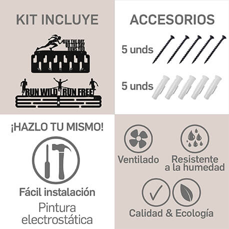 SET X2 PERCHEROS PARA MEDALLAS Y ACCESORIOS RUNNER WOMEN - Imagen 9