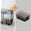 Combo Organizador 2 niveles con ruedas + Canasta multiusos platina - Negro - Thumbnail Image 1