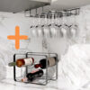 Combo Porta vinos Onix + Colgador de copas - Negro
